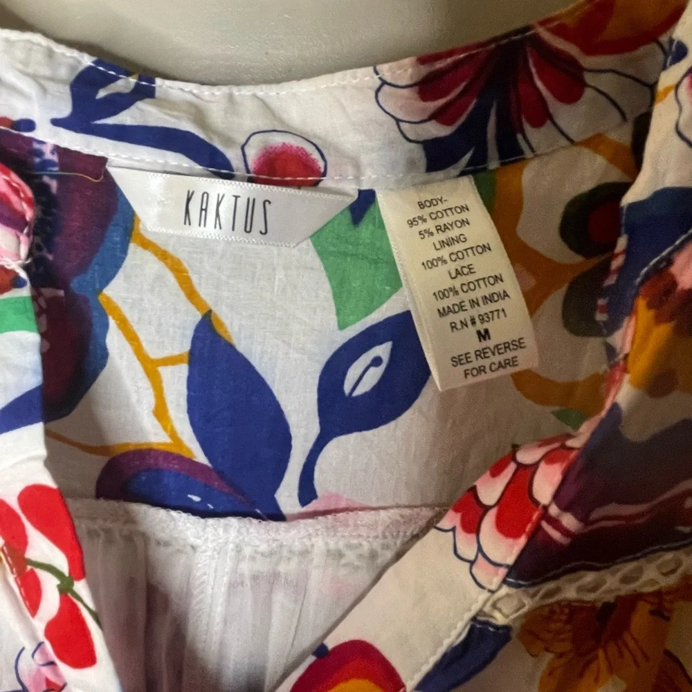 Kaktus Colorful Floral Dress Sz M - Picture 3 of 4